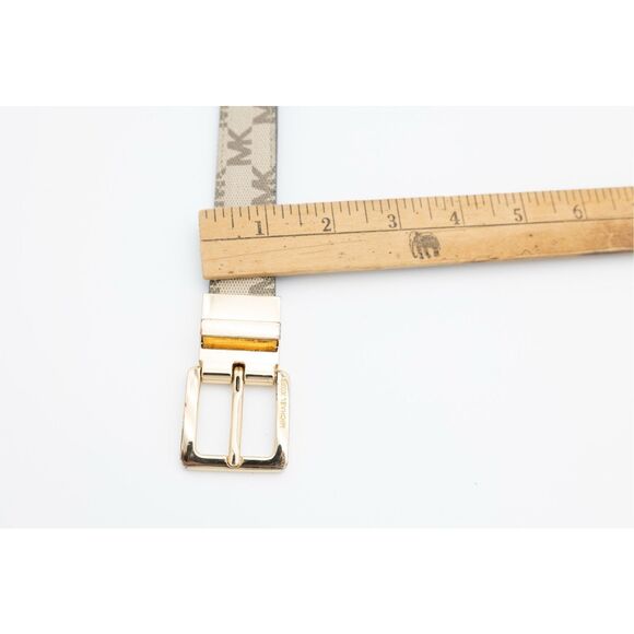 Michael Kors Reversible Logo Belt Black Tan Gold‎ Buckle Women’s Designer main image 4
